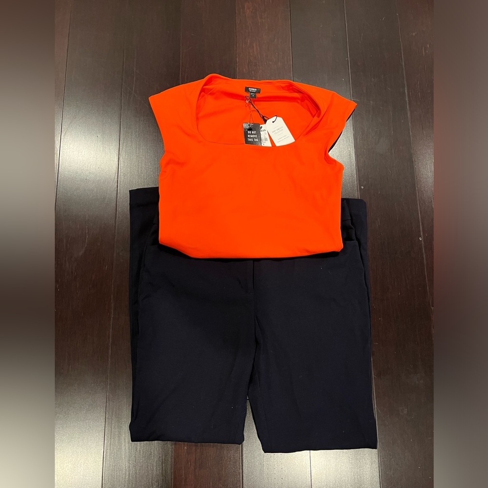 Orange square neck bodysuit